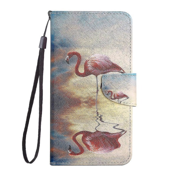 Etui til Samsung Galaxy A02s Cover Flip Ultra Tynd Stødsikker Beskyttende Pung Etui Mønster Magnetisk Pung Folio - Flamingo