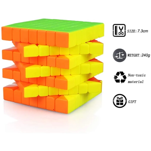 Rubiks kub 7x7 inga klistermärken, 7x7x7 3D-leksaker för barn