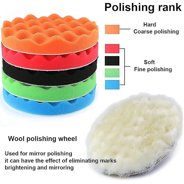 6 tum 150 mm svamp polering polering vaxning pad kit set förening bilpolerare + M14 borr adapter kit