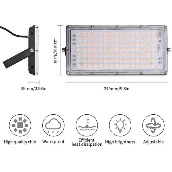 Talvipromootio, 100w Led-valonheitin, lämmin valkoinen ultraohut, turvavalo, Led-ulkovalaistus Ip65 vedenpitävä, ulko-Led-valonheitin, ulko L