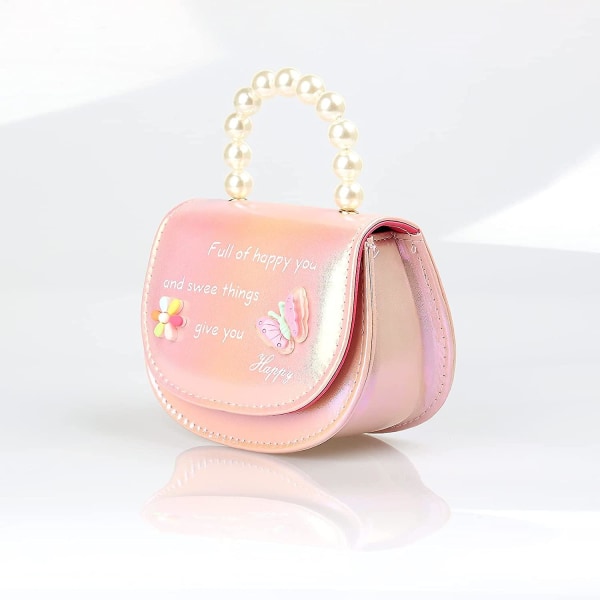 Baby Småbarn Mini Bag Candy Color Butterfly Lekevesker Perlehåndtak, Rosa