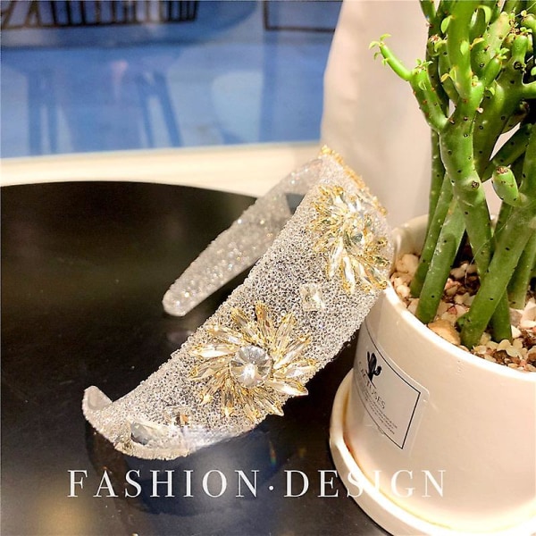 Newway Fashion Diamond Head Leveä sivu Kiitotien pääpanta Kirkas kristallipaineiset hiusklipsit