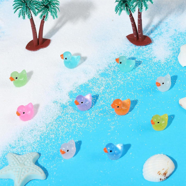 Paket med 100 Mini Resin Ankor, Lysande Miniatyr Ankor, Mini Ankfigurer, Används för DIY-Plantering Mikrolandskapsdekorationer (flerfärgade)