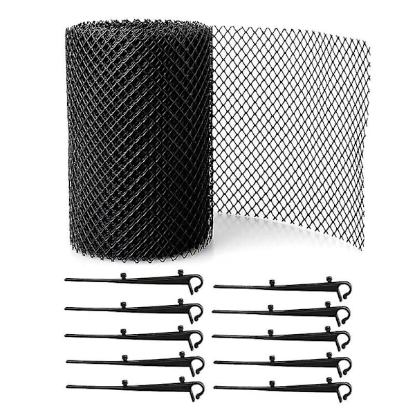 Ventilationsgaller, Diy-avloppsskydd, Lämplig för svart täcknät Fallrör Filter 600*15cm, Med 10 jordspikar