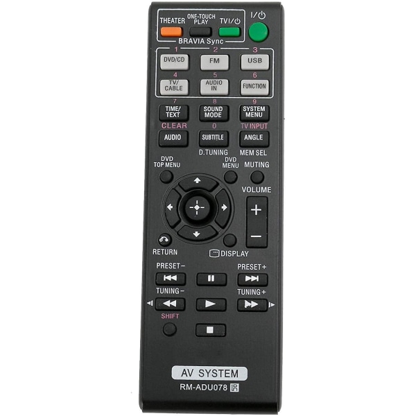 Ny Bytt RM-ADU078 fjernkontroll RMADU078 passer kompatibelt Sony DVD hjemmekino AV-system HCD-DZ610 DAV-DZ170 DAV-DZ171 DAV-DZ175 RM-ADU079 DAV-TZ2
