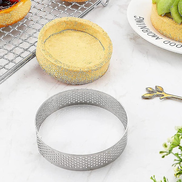 9-pack Ro Tart Ring, Mousse Rings, Rostfria värmebeständiga perforerade Mousse Rings, Metall