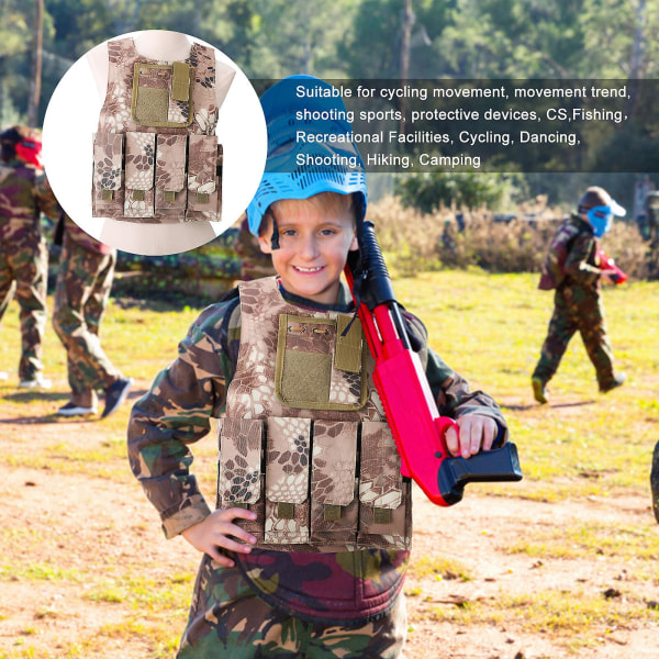 Lasten armeija naamiointi ulkotaisteluliivi Fro Pyöräily Tanssi Ammunta Patikointi Leirintäalue (keltainen)