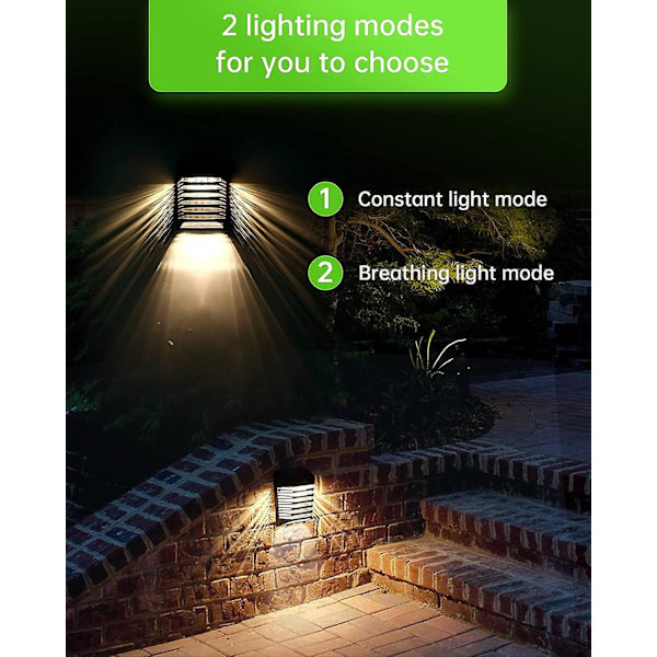 Solcellelamper utendørs, vanntette LED-solcellelamper utendørs, solcellelamper med dobbel modus for hage, terrasse, gårdsplass, oppkjørsel, basseng, verandadekorasjon (pakke