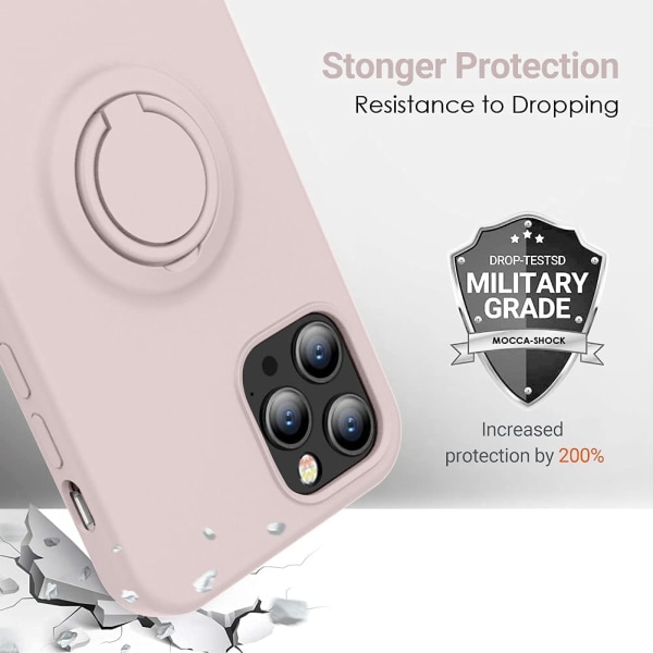 För iPhone Case med Ring Ställ - Flytande Silikon Phone case rosa iPhone 14