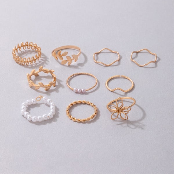 10 st Fingerringar Set För Kvinnor Comfort Fit Elegant Klassisk Minimalistisk Ringar För Dejting Shopping Finger Tillbehör