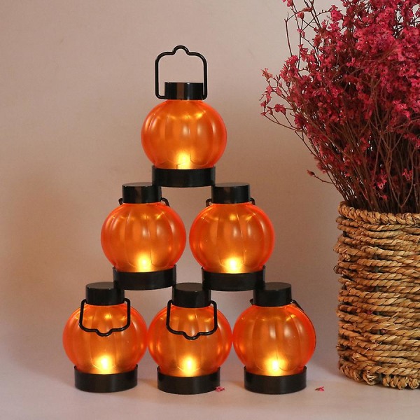 6 LED græskarlys Batteridrevne flammefri græskar te lys Halloween Jul Fest Dekoration