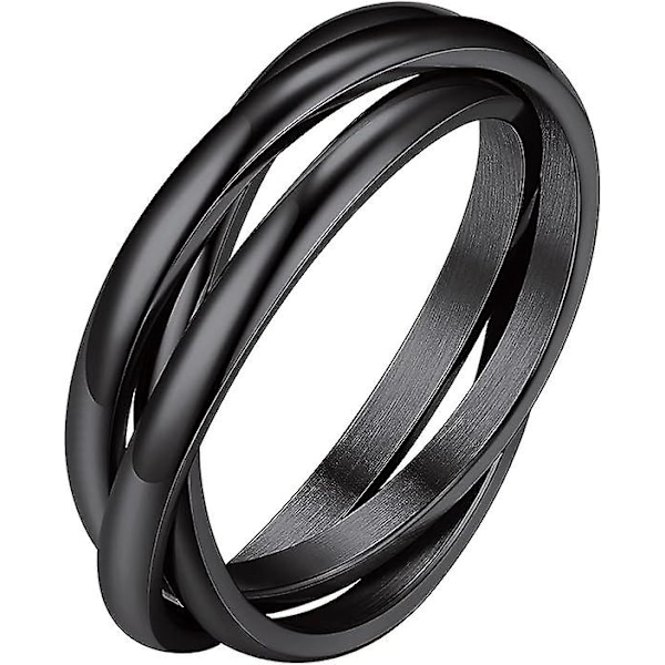 18k Pläterad Interlåsande Rullande Oro Ring För Ångest För Kvinnor Och Män, Rostfritt Stål/tricolor/regnbåge/rosguld/svart/guld Stackningsring13)