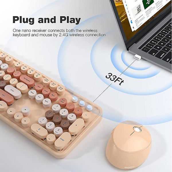 Trådlöst tangentbord och musset 104 tangenter 2,4g Bluetooth blandad färg söt fräsch tyst minitangentbord för bärbar dator notebook pc flickor present