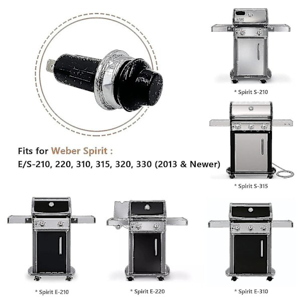 Reservedel til Weber Igniter Trykknap/afbryder, Passer til Weber Spirit E/s-210 310 315 320 330 Gasgrill, 7642 7643 Delvis Udskiftning-m.2765