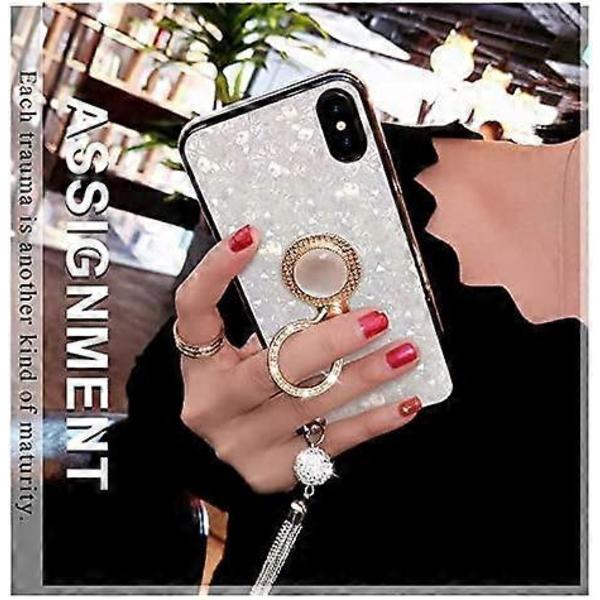 iPhone XS Max-fodral, Lyxigt Glittrande Pärlemor-Mönster Mjuk TPU iPhone XS Max Skyddande Fodral Glimrande Bling Kristall Bak Sida med Tassel + Pärldiamant