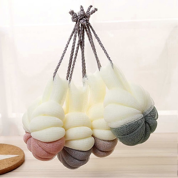 Badsvamp, Mjuk Svampnät Badborste Loofah Dusboll Rikliga Bubblor Kroppsskrubb Rosa
