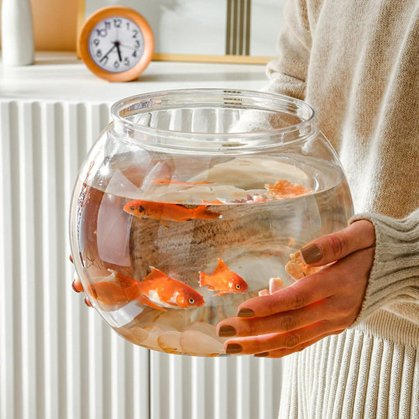 Liten krossäker Betta-fiskbehållare (2-pack) - Alipis genomskinlig plastskål för skrivbord, multifunktionellt akvarium, dricksvatten, godisförvaring, vas