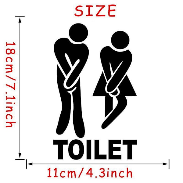 Väggdekal 11*18 Cm - Heminredning - Liten Toalettskylt Avtagbara Väggdekaler