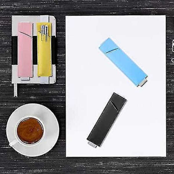 Justerbar pennhållare med elastiskt band Pu-läder pennfodral Elastisk pennhållare för anteckningsbok (penna ingår ej, 1 st, svart)