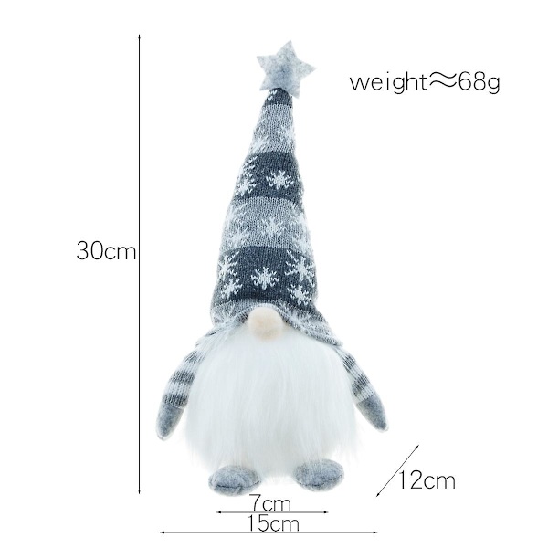 2 Nya Julbelysningar Rudolph Tomte Ansiktslös Gammal Man Dock Dekoration Semestergåvor, Batteridriven Vinterbord Dekorationer (röd+grå)