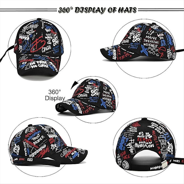 Graffiti Print Hat Mænd Og Kvinder Alsidig Multi-farve Maleri Sol Hat Trend Mode Cap Baseball Hat