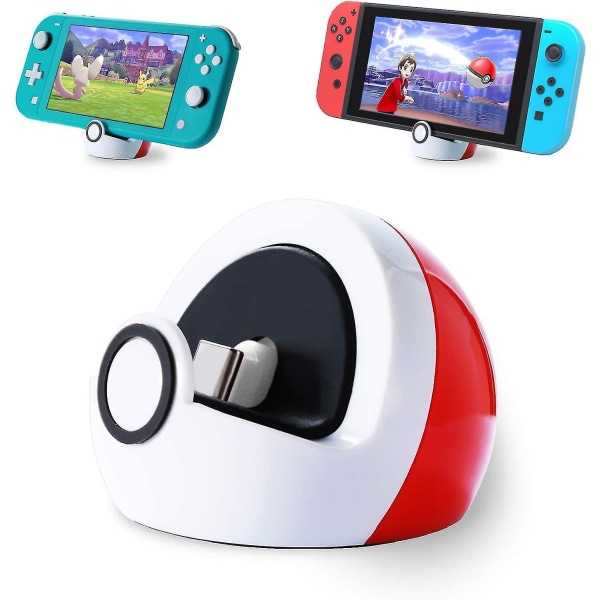 1 kpl pieni latausteline yhteensopiva Nintendo Switch/Switch Lite/Switch OLED:n kanssa, söpö Switch-telakka USB-C-portilla, kannettava laturin jalusta Switch-peleille, ei projektiota, punainen ja valkoinen switch-isäntä HDMI-telakka-lisävarusteet monitoiminen latausteline kannettava HDMI-videomuunninpidike