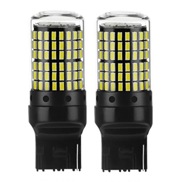 2x Bil 3014 144smd Canbus T20 7440 W21w LED-lampor Kompatibla Med Blinkande Vit
