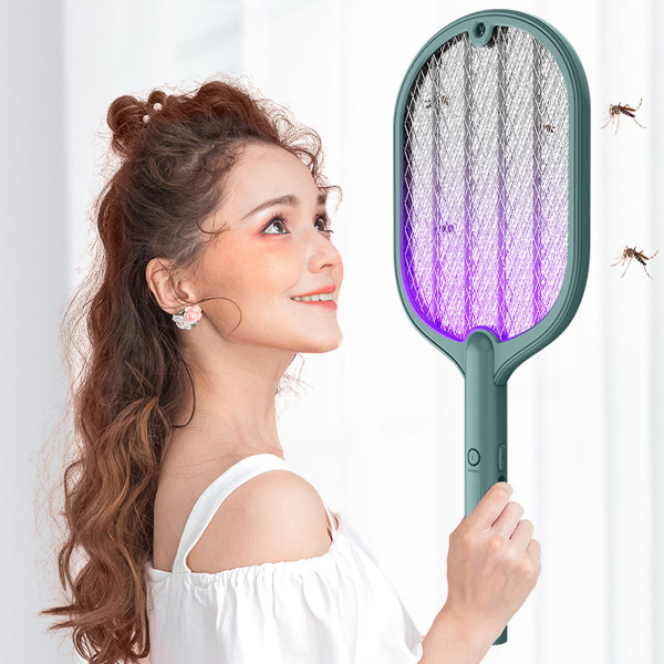 Trådløs batteristrøm Mosquito Killer Electronic Electric Recket Skadedyrsbekæmper ketcher Creative 2 I 1 Bug Zapper（D）