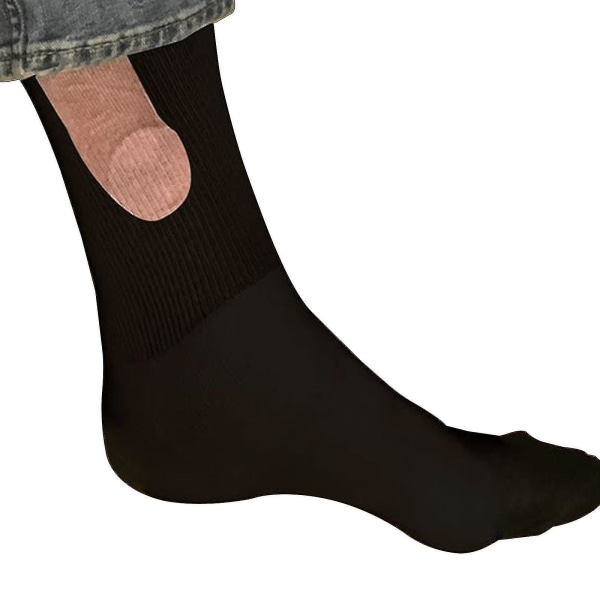 2 par nye sokker utsatt for kvinner Mann Nyhet morsomme sokker（1 par hvite 1 par svarte）