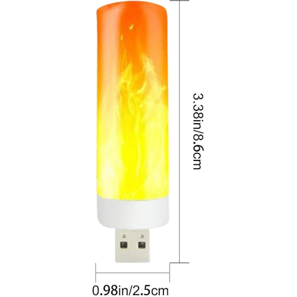 3 st LED-lampor med flammeffekt - LED-flammeffektlampa - flamlampa USB-laddningsbar, energibesparande
