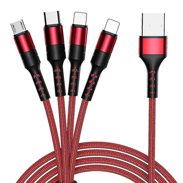 Multiopladerkabel, USB-opladerkabel Oplader Type C Telefonoplader - Snngv（Rød）