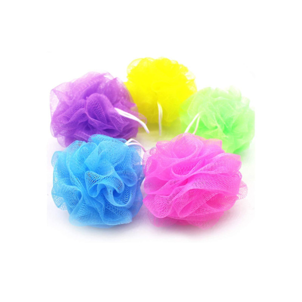 5 st Mesh Pouf Badsvamp, Badsvamp Dusch Loofah Bollar, Mesh Loofah Kropps Peeling Duschboll Slumpmässig Färg