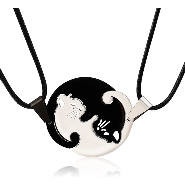 WABJTAMCat Yin Yang halsband, rostfritt stål matchande par pussel