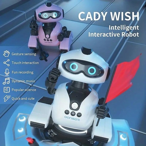 Fjärrkontroll Elektrisk robot Barns utbildningsvetenskap och utbildning Interaktiv induktionsdansflickaleksakgåva（Vit）