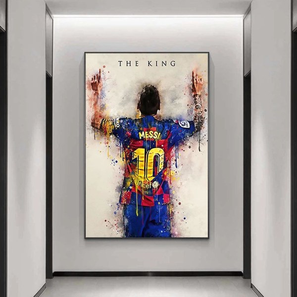 leo Messi Fotballplakat Sport Kunst Bilde Veggtrykk Innredning i hjemmet（50*70 cm）
