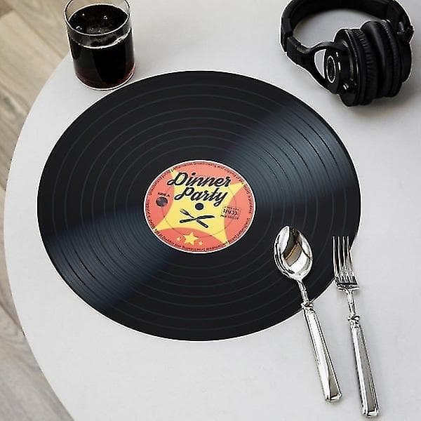 4x Pladsmåtter - Vinylplader multifarvet