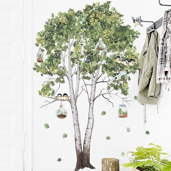 WABJTAM Baggrund Wall Stickers Stickers Væg Soveværelse Væg Birk Plant Sofa Stickers Soveværelse Frisk Baggrund Dekoration Wall Stickers Værelsesskab De