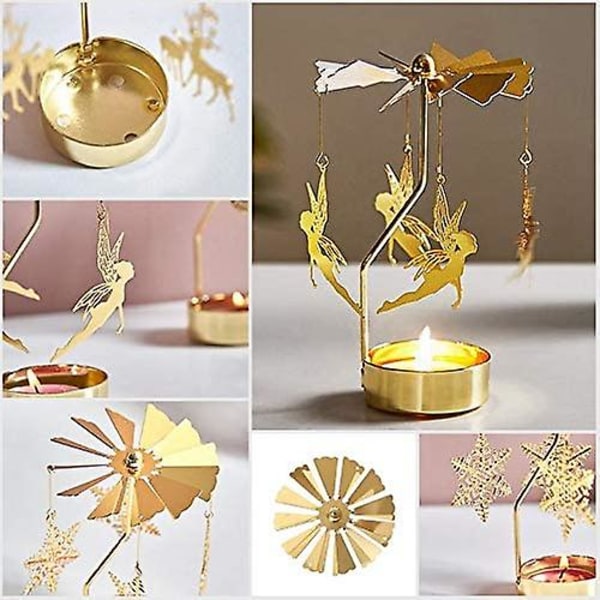 Metallisk Snurrande Ljusstake Ljusställning Dekoration Hem Bröllop Guld Fairy