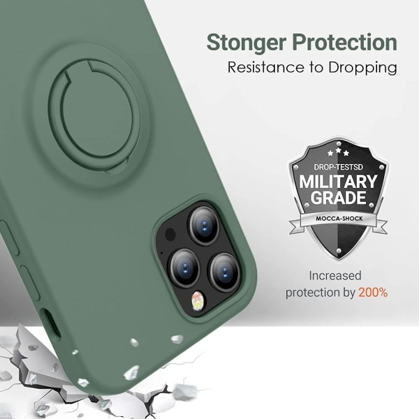För iPhone Case med Ring Ställ - Flytande Silikon Phone case grön iPhone 14