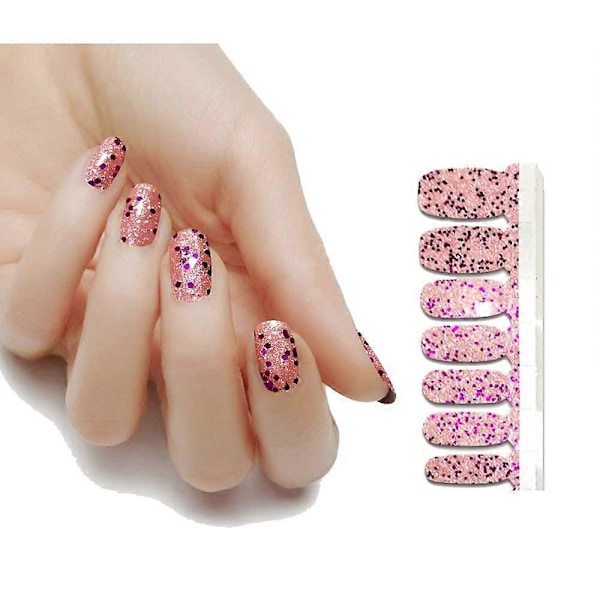 3 st Glitter Nagelomslag Polish Decal Strips med Nagelfil Lim Glans Nagelkonst Dekaler Manikyr Set för Kvinnor Flickor (5)