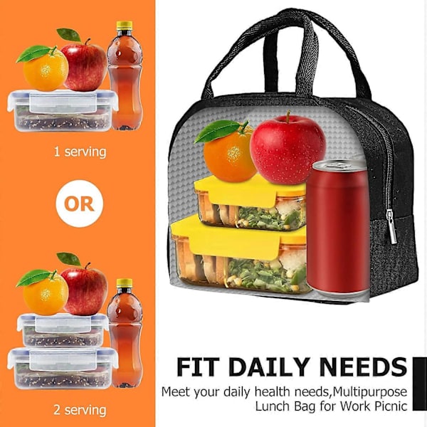 Isolerad Lunchväska 2-pack, Återanvändbar Matlåda för Arbetsplatsen, Bärbar Lunchväska för Vuxna, Vattentät, med Liten Fick, För Arbetsplatsen/Skolan/Picknick/Camping