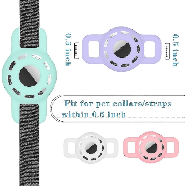 Airtag kattehalsbåndsholder for Apple Air Tag hunde kattehalsbåndsholder innen 1/2 tomme, 2 stk (hvit*svart)