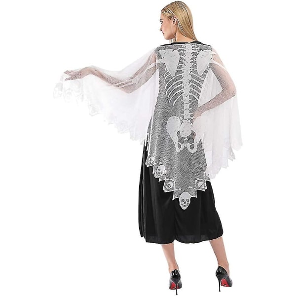 Halloween Dräkt Halloween Sjal Skeleton Poncho För Kvinnor Halloween Kostym - De dödas dag（112x112cm）