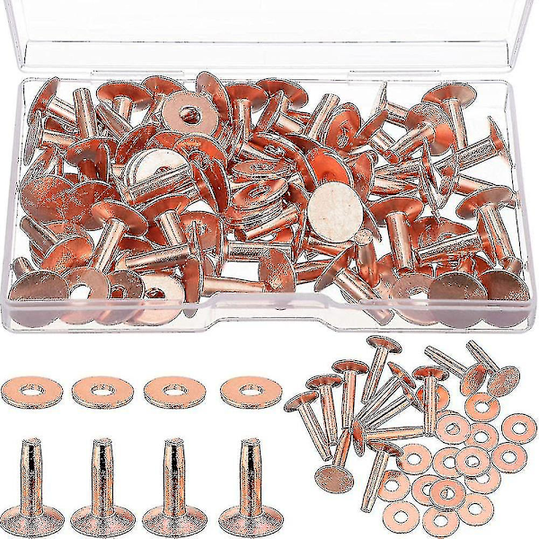 50 set koppar nitar och grader, koppar nitar för läder för bälten plånböcker kragar läder diy cr xi