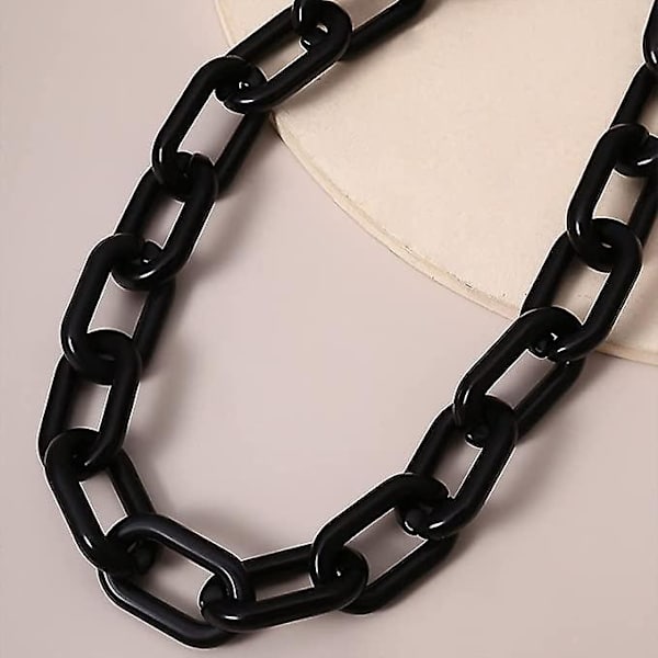 Wabjtam Delikate sorte lange akryl halskjeder Curb Link Chain Halskjeder Statement Chokers Y2k Halskjeder Tilbehør for kvinner eller menn tenåringer