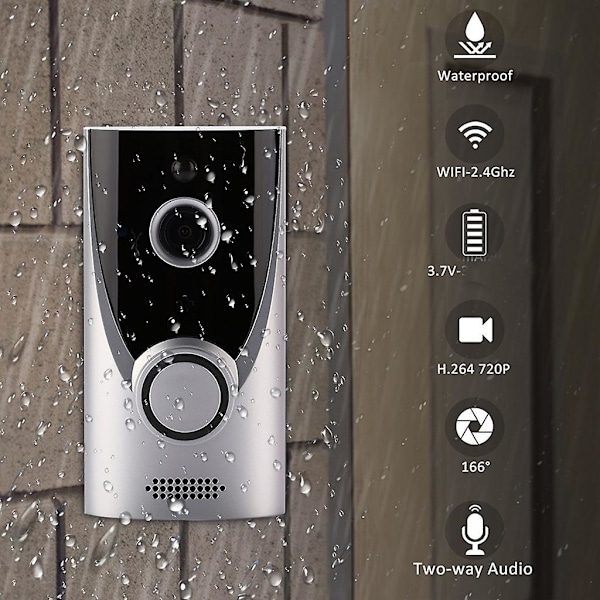 Hem WiFi Smart Trådlös Säkerhetsdörrklocka Visuell Intercom Inspelningsvideopaket