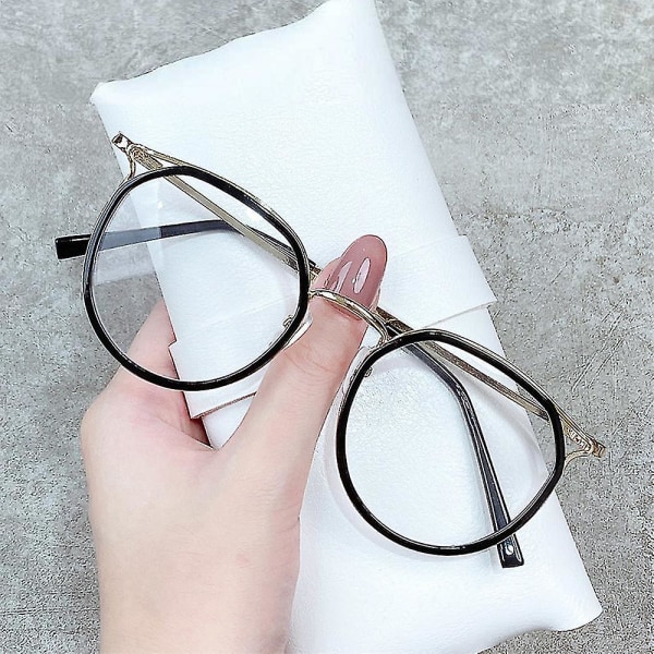 Kvinner Blått lysblokkerende briller Anti-øyebelastning Mote metallinnfatning (svart gull)