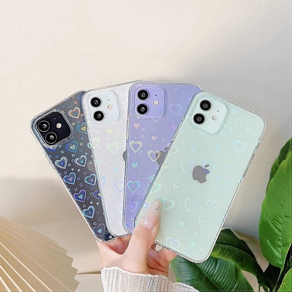 Hjärtformad Laserklar Mjukt Kompatibel med iPhone Skal (Klar, iPhone 12 Pro) Klar iPhone 12 Pro