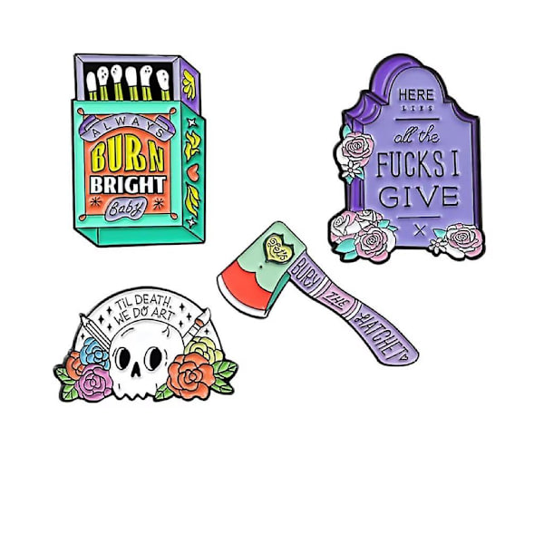 GHYT 4-pack emaljpin-set magisk hatt knappnålsmärke cool accessoar för kvinnor för ryggsäckar märken hattar väskor för Halloween magisk temafest