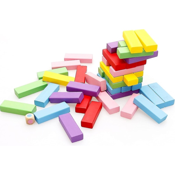 Træstable brætspil byggeklodser til børn drenge piger- 48 stykker bedste gave